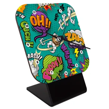 Comic oh, Επιτραπέζιο ρολόι ξύλινο με δείκτες (10cm)