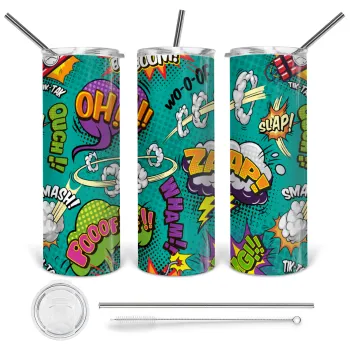 Comic oh, Tumbler stainless steel 600ml, with metal straw & cleaning brush