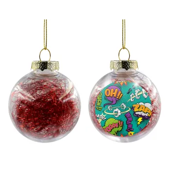 Comic oh, Transparent Christmas tree ball ornament with red filling 8cm
