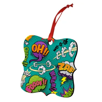 Comic oh, Christmas ornament polygon wooden 7.5cm