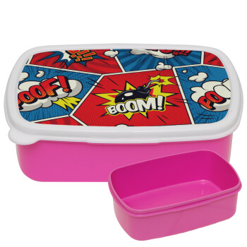 Comic boom!, ΡΟΖ παιδικό δοχείο φαγητού (lunchbox) πλαστικό (BPA-FREE) Lunch Βox M18 x Π13 x Υ6cm