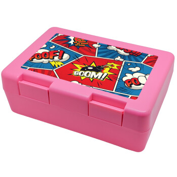 Comic boom!, Children's cookie container PINK 185x128x65mm (BPA free plastic)