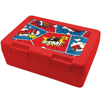 Comic boom!, Children's cookie container RED 185x128x65mm (BPA free plastic)
