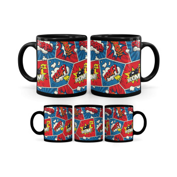 Comic boom!, Mug black, ceramic, 330ml