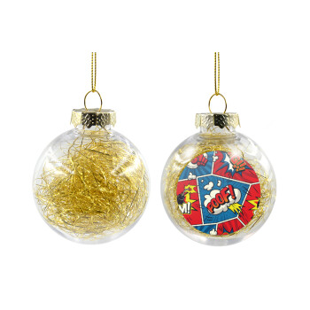 Comic boom!, Χριστουγεννιάτικη μπάλα δένδρου διάφανη με χρυσό γέμισμα 8cm