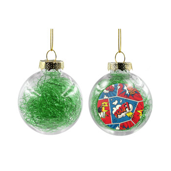 Comic boom!, Χριστουγεννιάτικη μπάλα δένδρου διάφανη με πράσινο γέμισμα 8cm