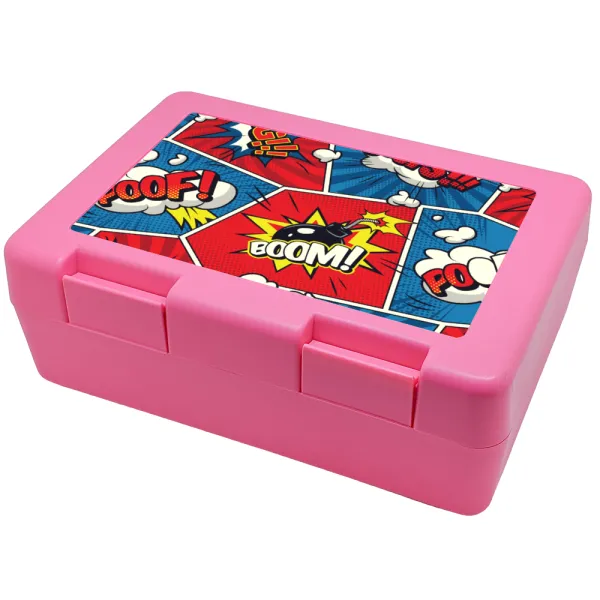 Comic boom! — Παιδικό δοχείο κολατσιού ΡΟΖ 185x128x65mm (BPA free πλαστικό)