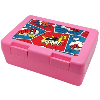 Comic boom!, Children's cookie container PINK 185x128x65mm (BPA free plastic)