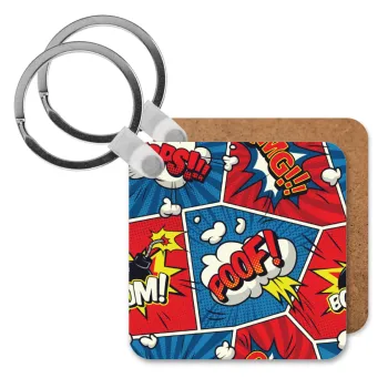 Comic boom!, Μπρελόκ Ξύλινο τετράγωνο MDF