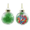 Στολίδι Χριστουγεννιάτικη μπάλα δένδρου διάφανη με πράσινο γέμισμα 8cm