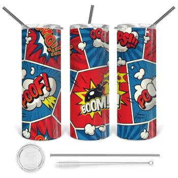 Comic boom!, Tumbler stainless steel 600ml, with metal straw & cleaning brush