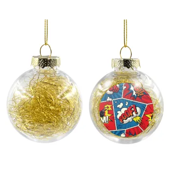 Comic boom!, Transparent Christmas tree ball ornament with gold filling 8cm