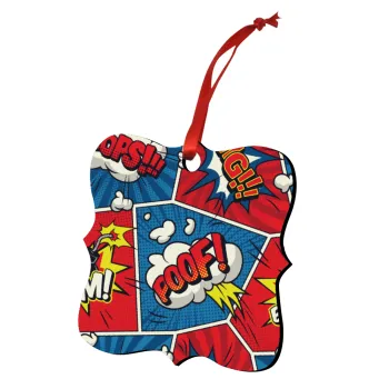 Comic boom!, Christmas ornament polygon wooden 7.5cm