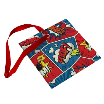 Comic boom!, Christmas ornament, glass square ornament 9x9cm