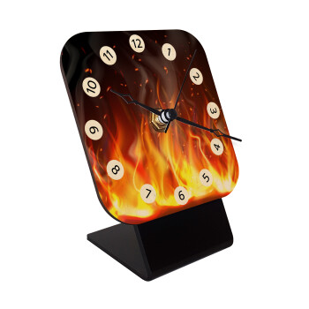 Fire&Flames, Επιτραπέζιο ρολόι σε φυσικό ξύλο (10cm)