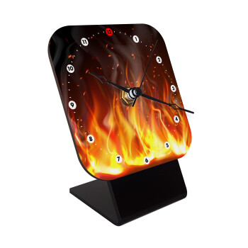 Fire&Flames, Επιτραπέζιο ρολόι ξύλινο με δείκτες (10cm)