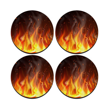 Fire&Flames, SET of 4 round wooden coasters (9cm)