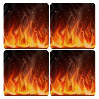 Fire&Flames, ΣΕΤ x4 Σουβέρ ξύλινα τετράγωνα plywood (9cm)
