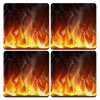 Fire&Flames, ΣΕΤ 4 Σουβέρ ξύλινα τετράγωνα