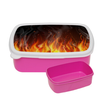 Fire&Flames, ΡΟΖ παιδικό δοχείο φαγητού (lunchbox) πλαστικό (BPA-FREE) Lunch Βox M18 x Π13 x Υ6cm