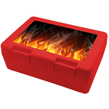 Fire&Flames, Παιδικό δοχείο κολατσιού ΚΟΚΚΙΝΟ 185x128x65mm (BPA free πλαστικό)