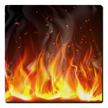 Fire&Flames, Τετράγωνο μαγνητάκι ξύλινο 6x6cm