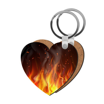 Fire&Flames, Μπρελόκ Ξύλινο καρδιά MDF