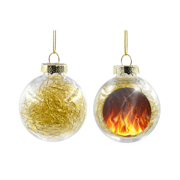 Fire&Flames, Χριστουγεννιάτικη μπάλα δένδρου διάφανη με χρυσό γέμισμα 8cm