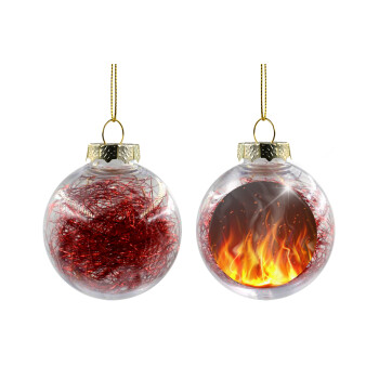 Fire&Flames, Χριστουγεννιάτικη μπάλα δένδρου διάφανη με κόκκινο γέμισμα 8cm