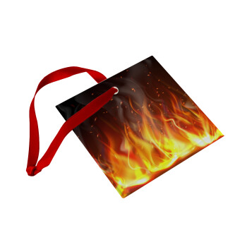 Fire&Flames, Χριστουγεννιάτικο στολίδι γυάλινο τετράγωνο 9x9cm