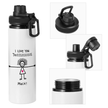 I Love you thissss much..., Metal water bottle with safety cap, aluminum 850ml