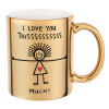 I Love you thissss much..., Mug ceramic, gold mirror, 330ml