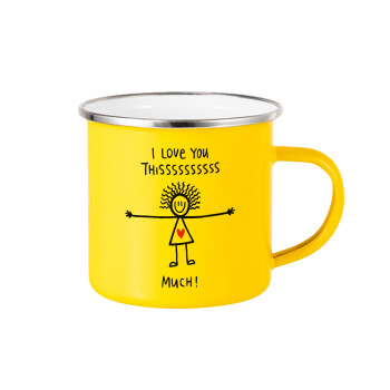 I Love you thissss much..., Yellow Enamel Metallic Cup 360ml