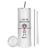 Tumbler stainless steel 600ml, with metal straw & cleaning brush