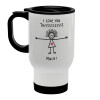 I Love you thissss much..., Stainless steel travel mug with lid, double wall (warm) white 450ml