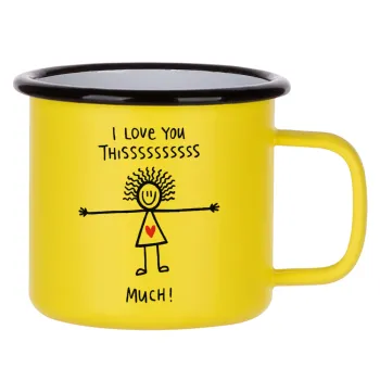 I Love you thissss much..., Metallic enamel MATT Yellow cup 360ml