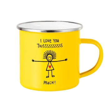 I Love you thissss much..., Yellow Enamel Metallic Cup 360ml