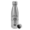 Metallic water bottle, stainless steel, 750ml