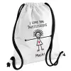 Backpack pouch GYMBAG white, with pocket (40x48cm) & thick cords