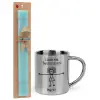 Easter Set, metallic thermal cup (300ml) & aromatic flat Easter candle (30cm) (TURQUOISE)