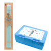 Easter Set, children's snack container BLUE & Easter aromatic flat candle (30cm) (TURQUOISE)