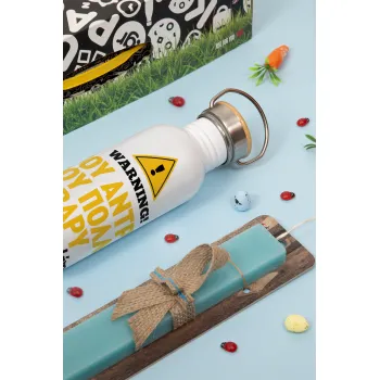 Του άντρα του πολλά βαρύ, Πασχαλινή Λαμπάδα με παγούρι μεταλλικό (620ml, stainless steel) & κερί αρωματικό πλακέ (30cm) (ΤΙΡΚΟΥΑΖ)