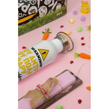 Του άντρα του πολλά βαρύ, Πασχαλινή Λαμπάδα με παγούρι μεταλλικό (620ml, stainless steel) & κερί αρωματικό πλακέ (30cm) (ΡΟΖ)