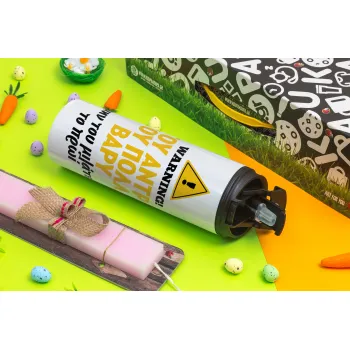 Του άντρα του πολλά βαρύ, Easter candle,Travel Tumbler 2 Lids, with metal straw & cleaning brush & aromatic flat candle (30cm) (PINK)