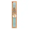 Easter Set, wooden keychain & aromatic flat Easter candle (30cm) (TURQUOISE)
