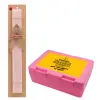 Easter Set, children's snack container PINK & scented flat Easter candle (30cm) (PINK)