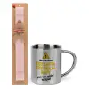 Easter Set, metallic thermal cup (300ml) & aromatic flat Easter candle (30cm) (PINK)