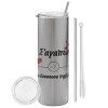 Tumbler stainless steel Silver 600ml, with metal straw & cleaning brush