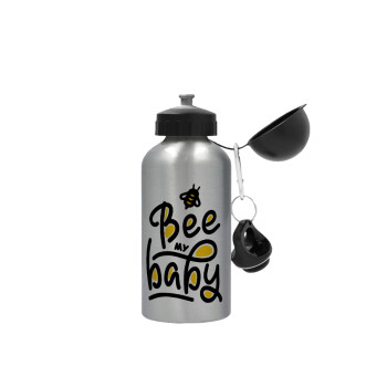 Bee my BABY!!!, Metallic water jug, Silver, aluminum 500ml