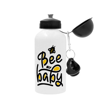 Bee my BABY!!!, Μεταλλικό παγούρι ποδηλάτου, Λευκό, αλουμινίου 500ml